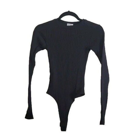 RE/DONE Black Ribbed Bodysuit Crewneck Long Sleeve Size XS - Picture 8 of 8